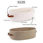 Oval Storage Basket with Handles Shelf Organiser Bin Laundry Toy Container – White
