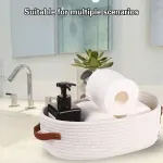 Oval Storage Basket with Handles Shelf Organiser Bin Laundry Toy Container – White