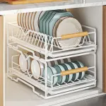 Pull Out Storage Rack Kitchen Dish Bowl Organiser Carbon Steel 40 x 30 x 13cm – Bowl Rack