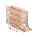 Automatic Scrolling Egg Holder 2/4-Tier Storage Box Container for Refrigerator – Beige(2-Tier)