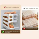 Automatic Scrolling Egg Holder 2/4-Tier Storage Box Container for Refrigerator – Beige(2-Tier)