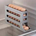 Automatic Scrolling Egg Holder 2/4-Tier Storage Box Container for Refrigerator – Beige(2-Tier)