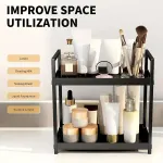 Multi-layer Cosmetic Storage Rack Desktop Organizer for Bathroom Dormitory Use – Black