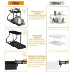 Under Sink Storage Rack Double Layer Organizer Shelf Kitchen Bathroom Cabinet – Black