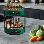 2 Layer Rotating Seasoning Rack Kitchen Organiser Storage Stand