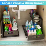 Under Sink Storage Rack Kitchen Cabinet Organizer Adjustable Shelving Unit Home – White