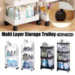 Multi Layer Rolling Storage Cart Kitchen Bathroom Organizer Shelf with Wheels – 3-Black