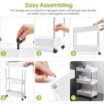 Multi Layer Rolling Storage Cart Kitchen Bathroom Organizer Shelf with Wheels – 3-Black