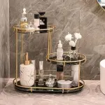 Round Multi-Tier Metal Storage Rack for Bathroom Vanity Kitchen Storage Rack – White