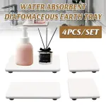 4PCS/Set Water Absorbent Diatomite Tray Diatomaceous Earth Kitchen Soap Dish