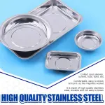 5PCS Stainless Steel Tool Tray Storage Set with Strong Iron-Grip Sturdy for Garage Workshop