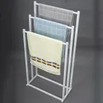 3 Tier Metal Towel Rack Freestanding 3 Bars Drying Shelf Holder Stand Organizer