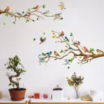 130x65cm Removable Wall Stickers Birds On Tree Branch Wall Decor Decal Home