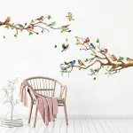 130x65cm Removable Wall Stickers Birds On Tree Branch Wall Decor Decal Home