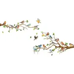 130x65cm Removable Wall Stickers Birds On Tree Branch Wall Decor Decal Home
