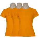 3x Womens 100% Cotton T-Shirt Plain Basic Tee Casual Top in Orange – 22