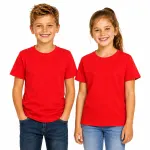 KIDS PLAIN T SHIRT Childrens Child 100% COTTON Boys Girls Basic Blank Tee Top – Red – 12