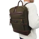 POLICE Wings Mens Canvas Backpack Bag with Laptop Computer Sleeve – Dark Olive