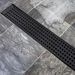 1000mm Bathroom Shower Grate Drain w/Centre outlet Floor Waste Square Pattern – Black