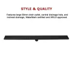 1000mm Bathroom Shower Grate Drain w/Centre outlet Floor Waste Square Pattern – Black