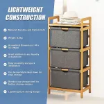 Bamboo Shelf with Storage Hamper – Wooden Organiser with 3 Laundry Bags