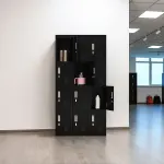 12-Door Steel Locker – Black, Padlock-operated