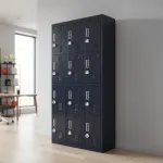 12-Door Steel Locker – Black, 3-Digit Combination Lock