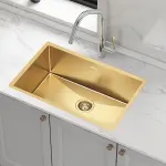 700x450mm Handmade 1.5mm 16 Gauge Gold Stainless Steel Kitchen Laundry Sink with Waste