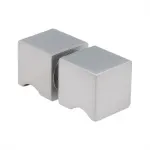 120x110cm Corner Frameless Shower Screen with F-Brackets and SS Hinges, Square Knob Handle – Nickel
