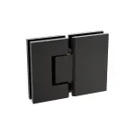 120x120cm Double Door Corner Shower Screen U-Brackets, Brass Hinges & Square Double Pull Handle – Black