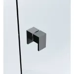 100x120cm Double Door Corner Shower Screen – Channels with Brass Hinges, Square Double Pull Handles – Black