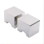 100cm Frameless Diamond Shower Screen U-Brackets, Brass Hinges & Square Knob Handle – Chrome