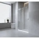 160cm Frameless Glass Sliding Shower Door – With Rail and U-Brackets for Modern Bathrooms – Black