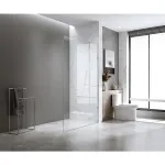 110x210cm Glass Shower Screen with F-Brackets and Round Pole – Gold