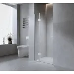120cm Wall to Wall Frameless Shower Screen Wall Channel and Floor Channel with SS Hinges for Contemporary Style – Gunmetal
