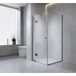 120x100cm Corner Frameless Shower Screen Wall Channel and Floor Channel with Brass Hinges for Elegant Bathrooms – Gunmetal