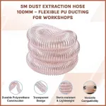 5m Dust Extraction Hose 100mm – Flexible PU Ducting for Workshops