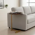 Modern Oval Side Table Gold Base Sofa End Table