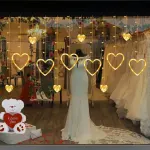 Waterproof Heart-Shaped LED Curtain String Lights