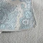 100% Cotton Blue Silver Damask Bloom Coverlet Bedspread Set