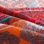 100% Cotton Rust Sapphire Boho Floral Coverlet Bedspread Set