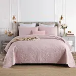 100% Cotton Embossed Blush Medallion Majesty Coverlet Bedspread Set
