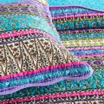 100% Cotton Violet Lagoon Floral Stripe Coverlet Bedspread Set