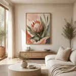 Protea Hush Floating Frame Canvas Wall Art – Portrait
