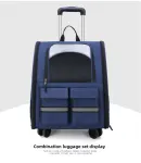 3-in-1 Pet Carrier: Rolling Backpack with Collapsible Design – Blue