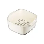 Two-Layer Drain Basket Colander – Medium Size 200mm x 190mm x 110mm (Ivory White, 2 set)