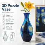 3D Puzzle Vase 160 Piece DIY Flower Vase Kit - Starry Sky Art, Reusable Inner Water Cup, Stable Decorative Display for Home, Office and Gift Giving