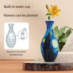 3D Puzzle Vase 160 Piece DIY Flower Vase Kit – Starry Sky Art, Reusable Inner Water Cup, Stable Decorative Display for Home, Office and Gift Giving