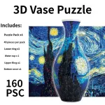 3D Puzzle Vase 160 Piece DIY Flower Vase Kit – Starry Sky Art, Reusable Inner Water Cup, Stable Decorative Display for Home, Office and Gift Giving