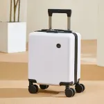 14 Inch Lightweight Carry-on Luggage for heights under 1.6m – Underseat & Overhead Cabin Hardside Suitcase – White